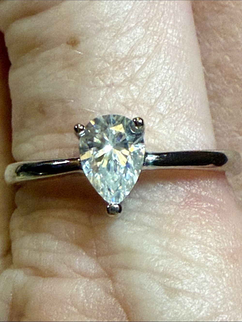 PearTeardrop Solitaire GRA CERTIFIED MOISSANITE DIAMOND Ring 925 Sterling Silver
